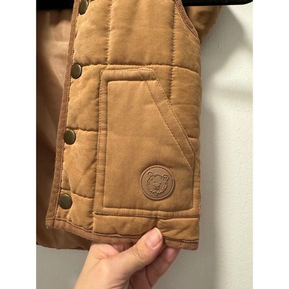 Telluride Clothing Company Kids Brown Quilted Puffer Vest Hooded Snap Front 2T - Picture 3 of 4